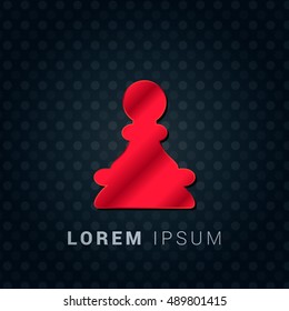 Chess Pawn Red chromium precious metallic 3D Icon / Logo Design