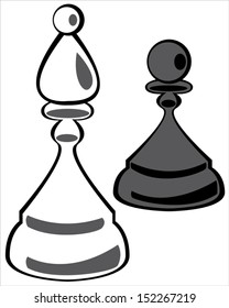 chess pawn and rook on white background