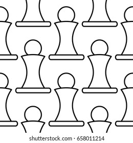 Chess pawn seamless pattern in outline style for web, infographics and creative design. 