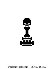 Chess Pawn Skeleton isolated. Deadly chess pieces bones and skulls.