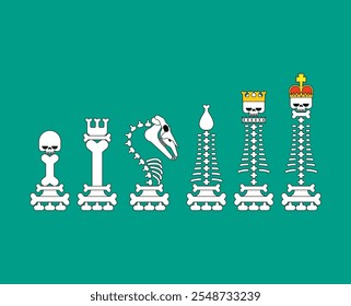 Chess Pawn Skeleton set. Deadly chess pieces bones and skulls.