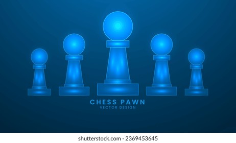 Chess pawn. Strategic game or hobby. Vector illustration with light effect and neon