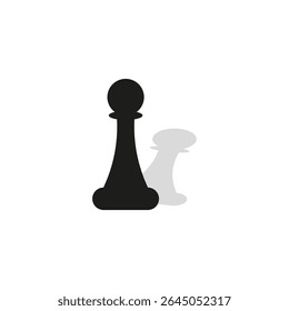 Chess pawn symbol. Black shadow figure. Vector strategy icon. Game element shape.