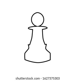 Chess pawn symbol isolated on white background in outline style. Strategy board game. Vector illustration