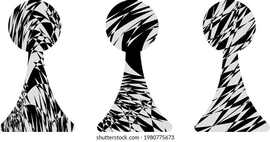 chess pawn with texture in op art style modern icons for popular board game