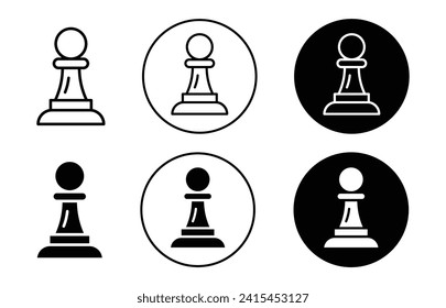 Chess pawn vector icon set collection. Chess pawn Outline flat Icon.