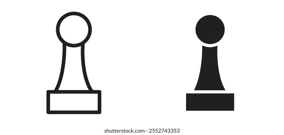 Chess pawn vector icon set black filled and outlined style.