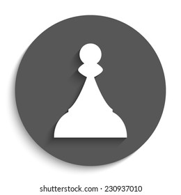  Chess Pawn  - vector icon with shadow on a round grey button