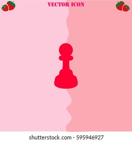 Chess pawn vector  icon. Strawberry Background.