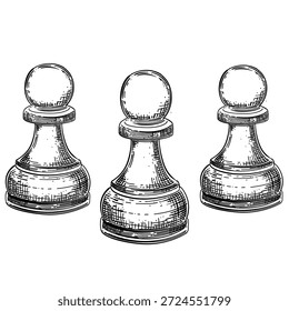 Chess pawn vector line art hand drawn illustration