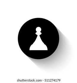 Chess Pawn - white vector icon  with shadow