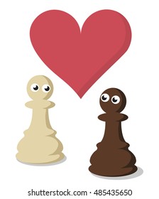 Chess pawns in love.