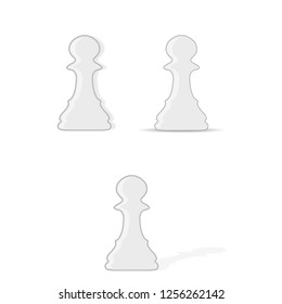 Chess pawns silhouettes with shadows isolated on white background