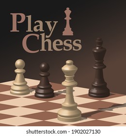 Chess pices and board in 3D