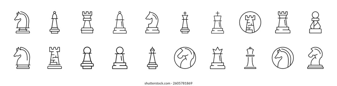 Chess Picture Collection. Editable Stroke. Perfect for Infographics, Articles, Books, Flyers, Banners