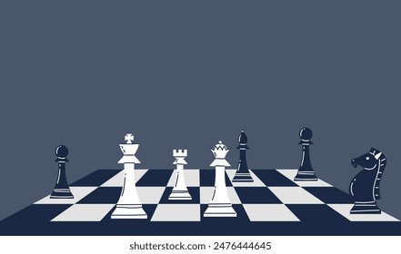 Chess piece battle competition strategy concept. Vector flat graphic design illustration