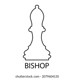 Chess piece Bishop. Outline of a chess piece. Vector illustration isolated on a white background for design and web.
