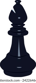 Obispo negro de ajedrez. Ilustración vectorial aislada en fondo blanco.