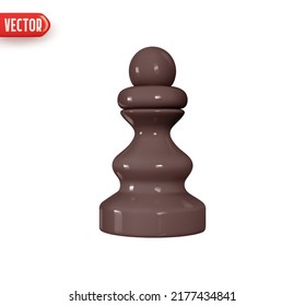 Chess piece. Black Chessman. Successful Business Strategy. Realistic 3d design element In plastic cartoon style. Icon isolated on white background. Vector illustration