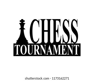 Chess piece black and white silhouette tournament sign
