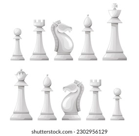 Chess piece board figure game checkmate isolated set concept. Vector graphic design element illustration 