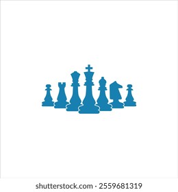 Chess Piece Design in blue and white background