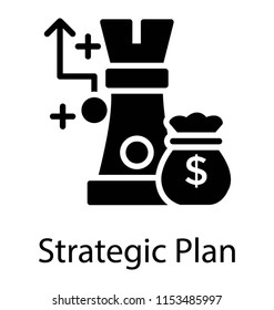 
A chess piece with the dollar sack depicting strategic plan 
