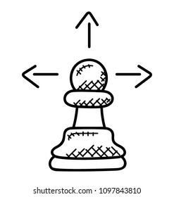 
Chess piece doodle icon, strategy concept
