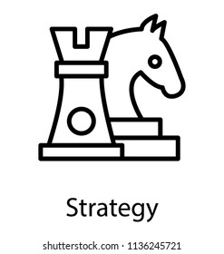 Chess piece horse and pawn together symbolizing strategy icon 