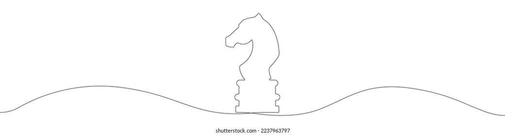 Vector de caballo de piezas de ajedrez. Icono lineal vectorial de endeble. El caballo de ajedrez se dibuja con una línea continua. Línea continua en forma de caballo de ajedrez. vector de contorno.