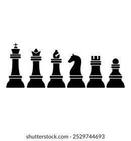 Chess piece icon. Board game. Black silhouettes isolated on white background