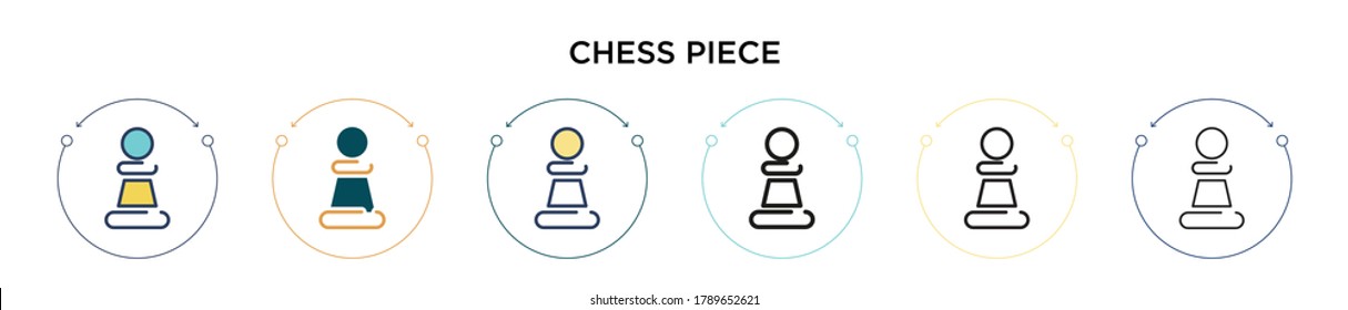 Chess piece icon in filled, thin line, outline and stroke style. Vector illustration of two colored and black chess piece vector icons designs can be used for mobile, ui, web