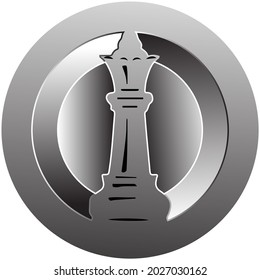 icono de la pieza de ajedrez, reina, bonito icono con gradación en blanco y negro.