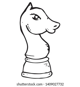 Chess piece icon. Vector illustration of a horse. Chess figure horse. Hand drawn chess piece.