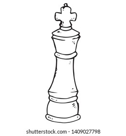 Chess piece icon. Vector illustration king. Chess piece king. Hand drawn.