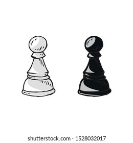 Chess piece icon. Vector illustration of a pawn. Chess piece pawn. Hand drawn chess pawn.