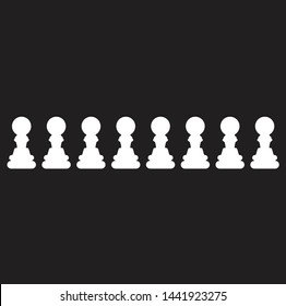 Chess piece icons. Board game. White silhouettes isolated on Black background. Vector illustration design.