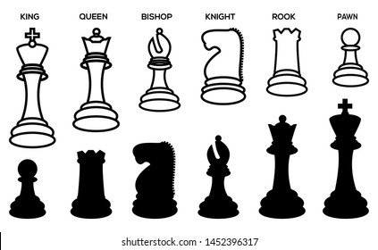 Chess Piece Icons | Board Game | Chess Game Bundle Vector Illustration Silhouette
