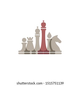 Chess piece icons. Board game. Black silhouettes isolated on white background. strategy business, game strategy Vector illustration.