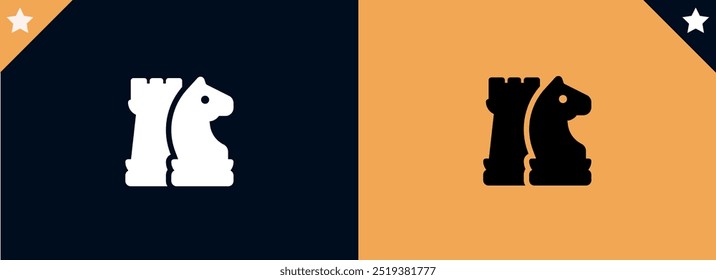 Chess piece icons set. Board game. Black silhouettes illustration. Outline set of chess vector icon for web design isolated on color full  background