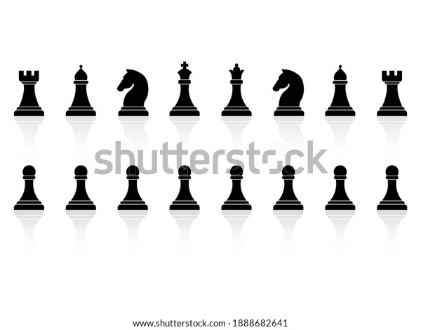 Chess piece icons\
set. Smart board game elements. Chess silhouettes vector\
illustration isolated on\
white.