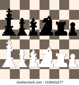 Chess piece icons, Strategy board game,Black and White thinking.