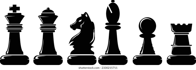 Chess piece icons Vector illustration 