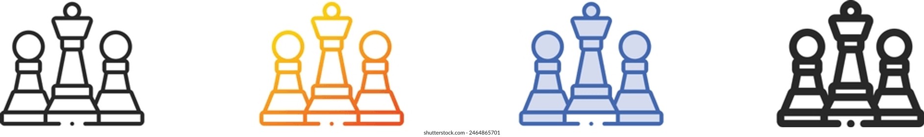 chess piece icon.Thin Linear, Gradient, Blue Stroke and bold Style Design Isolated On White Background