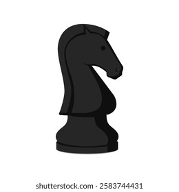 Chess piece isolated: black knight, strategy and board games concept