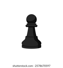 Chess piece isolated: black pawn, strategy and board games concept