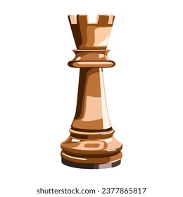 Pieza de ajedrez aislada en fondo blanco. Ilustración vectorial en técnica plana 