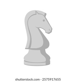 Chess piece isolated: white knight, strategy and board games concept