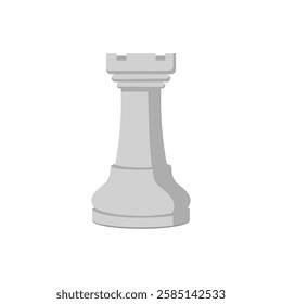 Chess piece isolated: white rook, strategy and board games concept