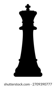 Pieza de ajedrez rey, ilustración de silueta en blanco y negro de forma de ajedrez, aislado en blanco